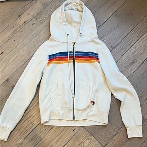 Cream aviator nation zip up hoodie